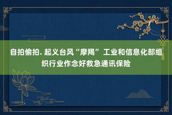 自拍偷拍. 起义台风“摩羯” 工业和信息化部组织行业作念好救急通讯保险