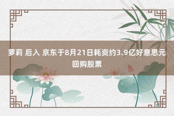 萝莉 后入 京东于8月21日耗资约3.9亿好意思元回购股票