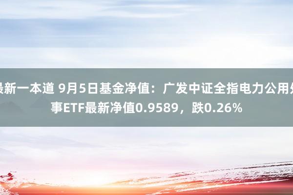 最新一本道 9月5日基金净值：广发中证全指电力公用处事ETF最新净值0.9589，跌0.26%