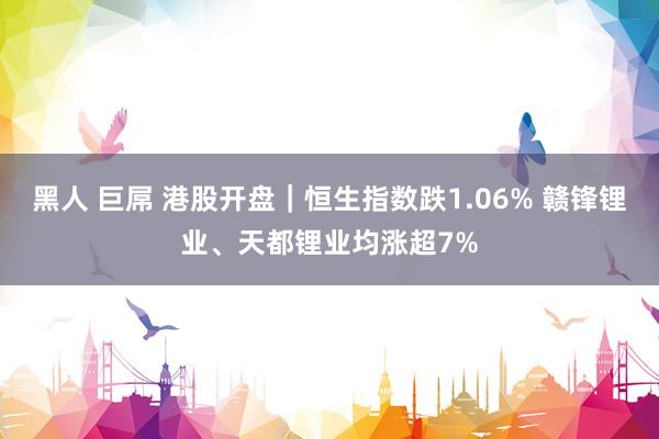 黑人 巨屌 港股开盘｜恒生指数跌1.06% 赣锋锂业、天都锂业均涨超7%