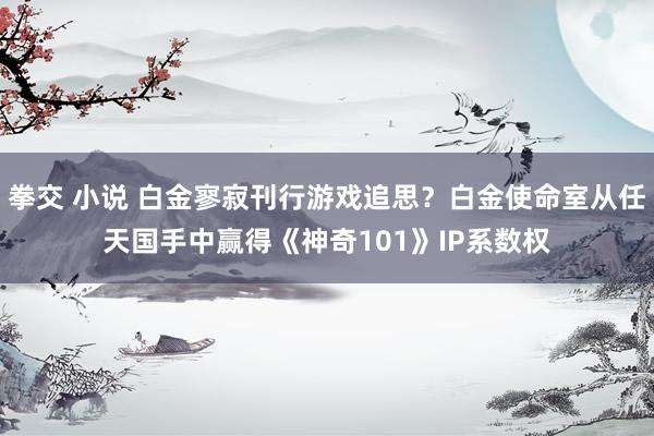 拳交 小说 白金寥寂刊行游戏追思？白金使命室从任天国手中赢得《神奇101》IP系数权