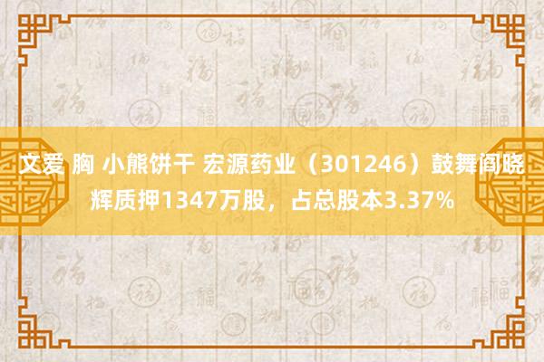 文爱 胸 小熊饼干 宏源药业（301246）鼓舞阎晓辉质押1347万股，占总股本3.37%