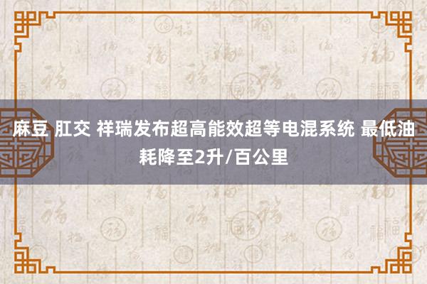 麻豆 肛交 祥瑞发布超高能效超等电混系统 最低油耗降至2升/百公里