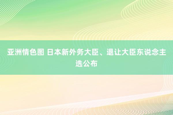 亚洲情色图 日本新外务大臣、退让大臣东说念主选公布