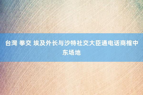 台灣 拳交 埃及外长与沙特社交大臣通电话商榷中东场地