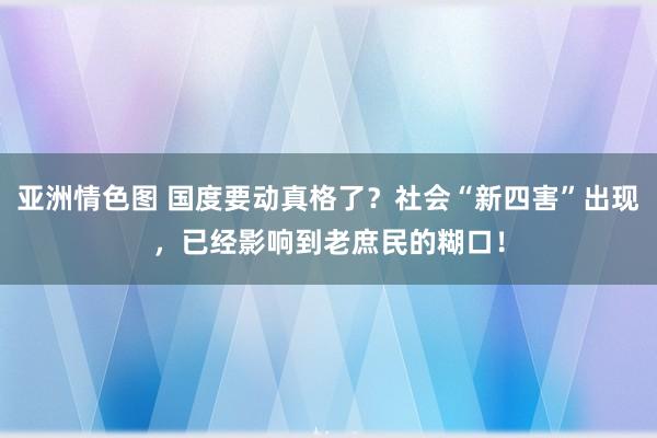 亚洲情色图 国度要动真格了？社会“新四害”出现，已经影响到老庶民的糊口！