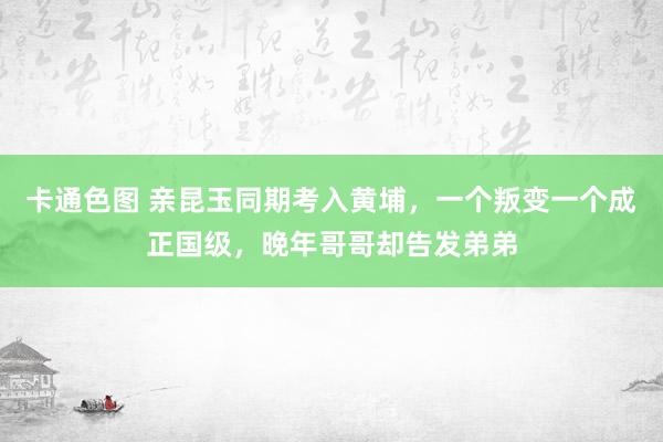 卡通色图 亲昆玉同期考入黄埔，一个叛变一个成正国级，晚年哥哥却告发弟弟