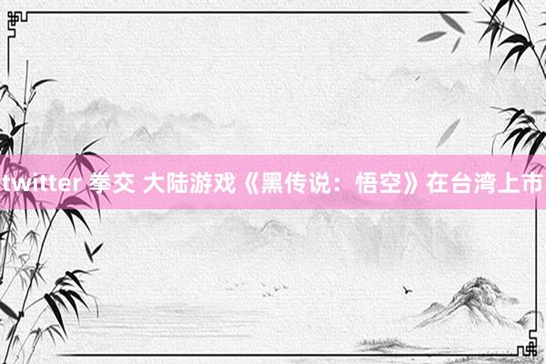 twitter 拳交 大陆游戏《黑传说：悟空》在台湾上市