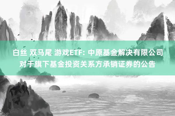 白丝 双马尾 游戏ETF: 中原基金解决有限公司对于旗下基金投资关系方承销证券的公告