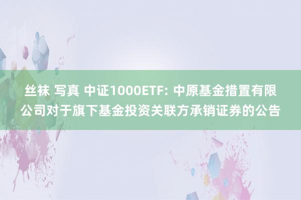 丝袜 写真 中证1000ETF: 中原基金措置有限公司对于旗下基金投资关联方承销证券的公告