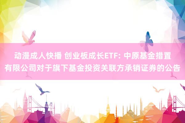 动漫成人快播 创业板成长ETF: 中原基金措置有限公司对于旗下基金投资关联方承销证券的公告