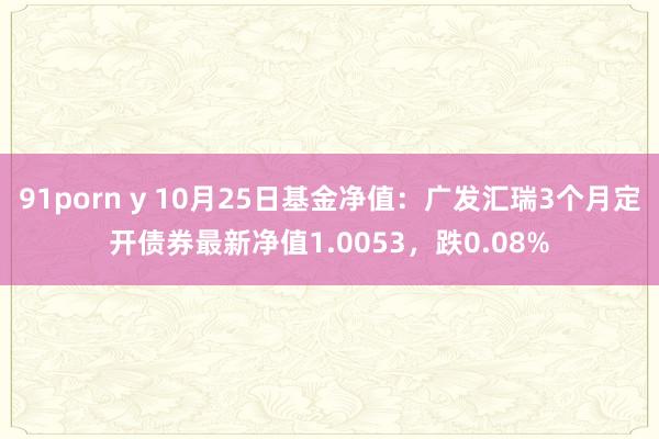 91porn y 10月25日基金净值：广发汇瑞3个月定开债券最新净值1.0053，跌0.08%