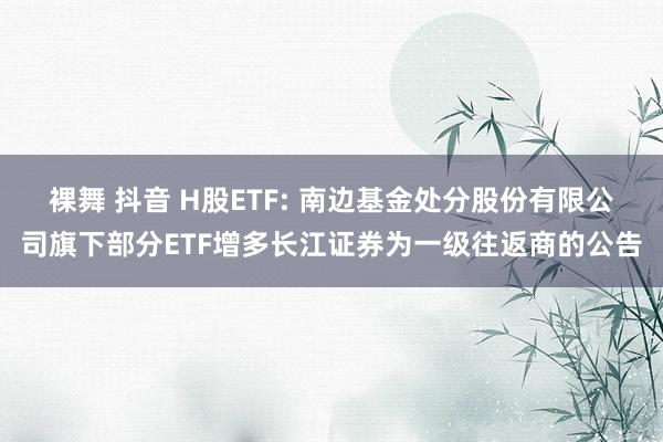 裸舞 抖音 H股ETF: 南边基金处分股份有限公司旗下部分ETF增多长江证券为一级往返商的公告