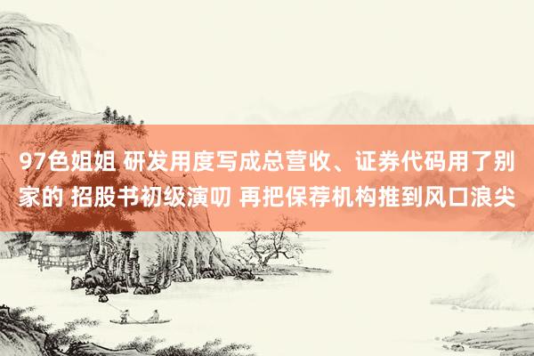 97色姐姐 研发用度写成总营收、证券代码用了别家的 招股书初级演叨 再把保荐机构推到风口浪尖