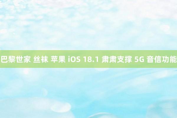 巴黎世家 丝袜 苹果 iOS 18.1 肃肃支撑 5G 音信功能