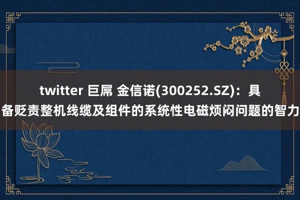 twitter 巨屌 金信诺(300252.SZ)：具备贬责整机线缆及组件的系统性电磁烦闷问题的智力