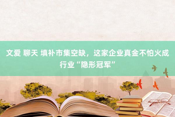 文爱 聊天 填补市集空缺，这家企业真金不怕火成行业“隐形冠军”