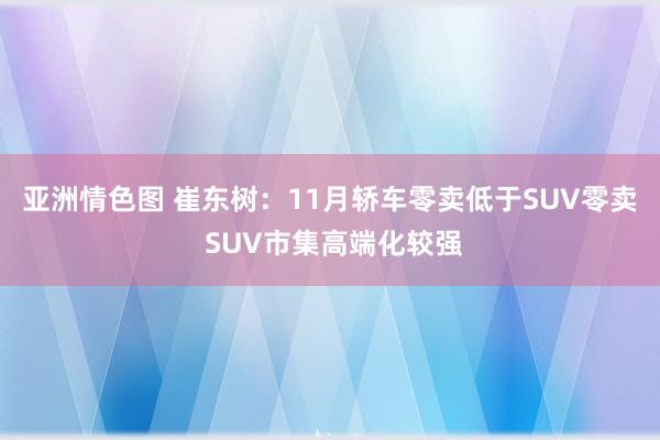 亚洲情色图 崔东树：11月轿车零卖低于SUV零卖 SUV市集高端化较强