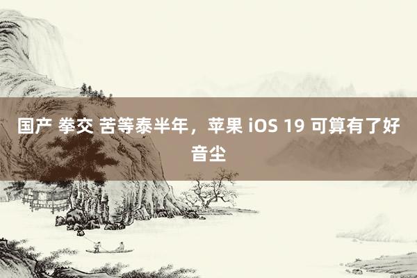 国产 拳交 苦等泰半年，苹果 iOS 19 可算有了好音尘