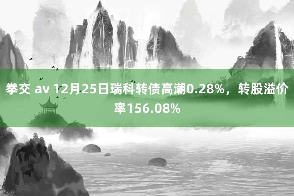 拳交 av 12月25日瑞科转债高潮0.28%，转股溢价率156.08%