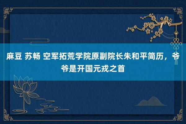 麻豆 苏畅 空军拓荒学院原副院长朱和平简历，爷爷是开国元戎之首