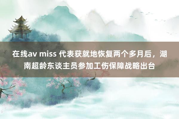 在线av miss 代表获就地恢复两个多月后，湖南超龄东谈主员参加工伤保障战略出台