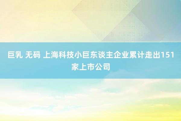 巨乳 无码 上海科技小巨东谈主企业累计走出151家上市公司