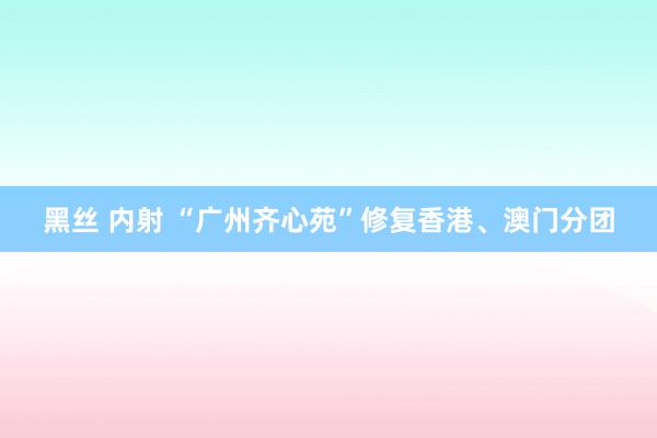 黑丝 内射 “广州齐心苑”修复香港、澳门分团