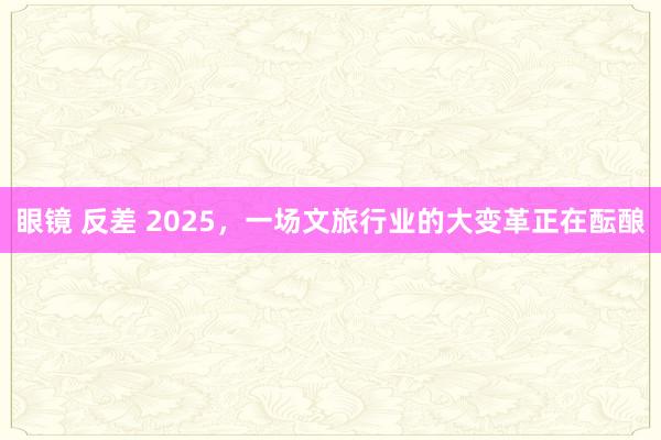 眼镜 反差 2025，一场文旅行业的大变革正在酝酿