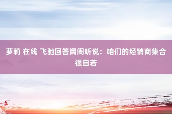 萝莉 在线 飞驰回答阛阓听说：咱们的经销商集合很自若