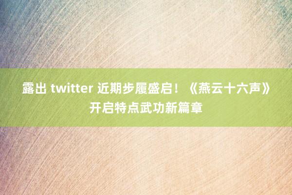 露出 twitter 近期步履盛启！《燕云十六声》开启特点武功新篇章